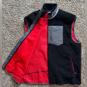 Patagonia Retro X Fleece Vest - Black w/Red Liner